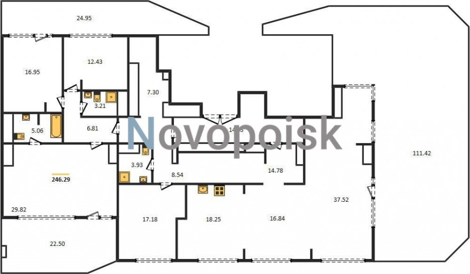 Четырёхкомнатная квартира 246.29 м²